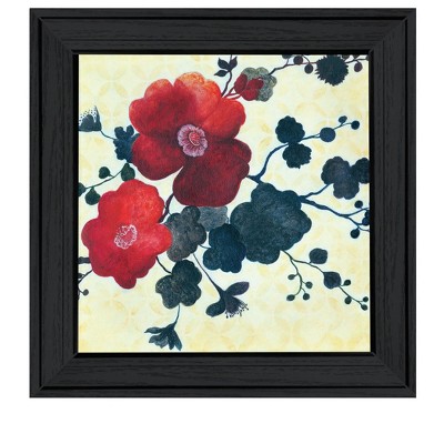 HomeRoots Japanese Blossoms Black Framed Print Wall Art