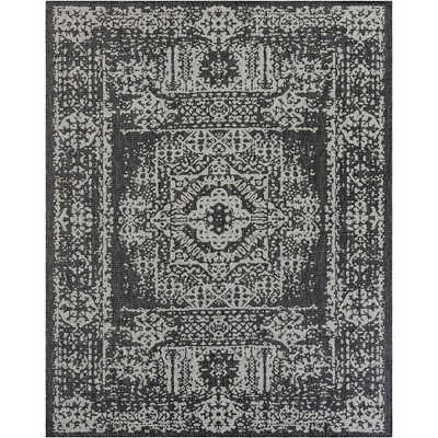 Charcoal Gray 7' x 10' Synthetic Rectangular Outdoor Rug