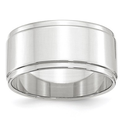 Black Bow Jewelry 10mm 10K White or Yellow Gold Flat Ridged Edge Standard Fit Band