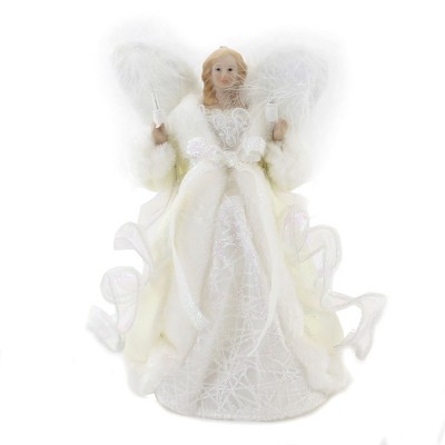 Tree Topper Finial 10.25" Angel Tree Topper White Lighted Holiday  -  Tree Toppers