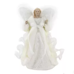 Tree Topper Finial 10.25" Angel Tree Topper White Lighted Holiday  -  Tree Toppers