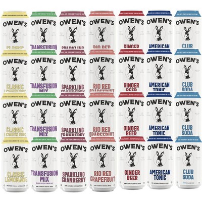 Owen’s Craft Mixers, | Vodka Mixer Packs | Rio Red Grapefruit, Ginger Beer, American Tonic, Club Soda, Classic Lemonade, Transfusion Mix & Sparkling Cranberry | Vegan & Gluten-Free Soda Mocktail and Cocktail Mixer