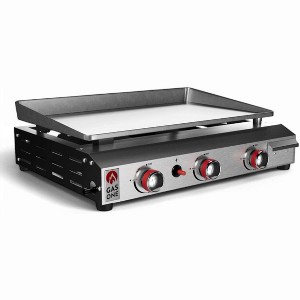 GasOne 3 Burner Flat Top Grill – Auto Ignition Propane Portable Tabletop Gas Grill Premium Stainless Steel Body with Pre Season Griddle and Drip Tray - 1 of 4