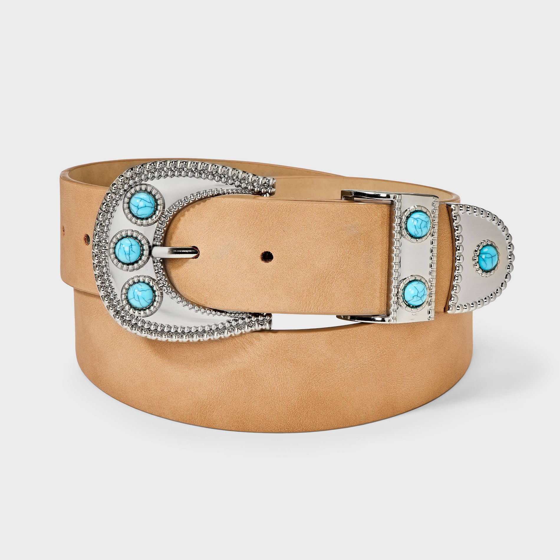 Western Faux Suede and Metal with Turquoise Western Buckle - Universal Thread™ Taupe