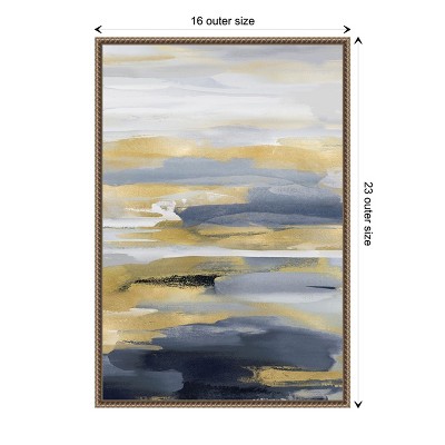 Blue and Gold Abstract Canvas Framed Wall Art 16 x 23