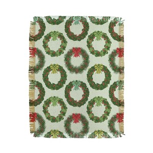 Sabine Reinhart Christmas Wreaths 56"x46" Woven Throw Blanket - Deny Designs - 1 of 4