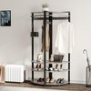 Corner Coat Rack with Shoe Bench Entryway and 6 Double Hooks - Corner Clothes Rack with Storage Corner Hall Tree with Organizer Shoe Bench Shelf - 4 of 4