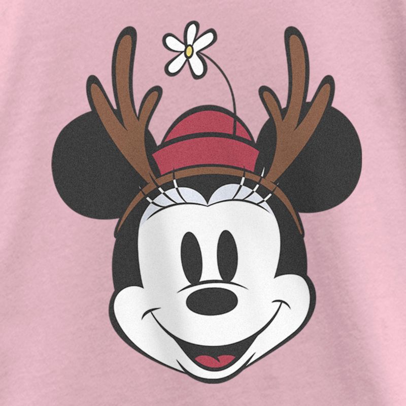 Girl's Minnie Mouse Christmas Reindeer Antlers T-Shirt, 2 of 5