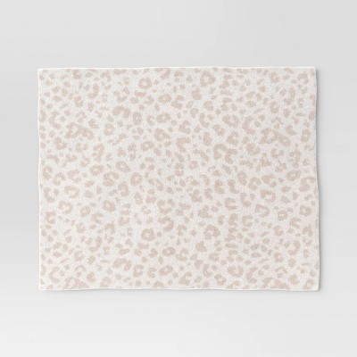 Beige and Cream Cheetah Knit Throw Blanket