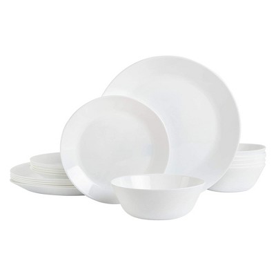 Gibson Home Ultra Break and Crack Resistant 18 Piece Microwave and Dishwasher Safe Dinnerware Set with Clean Opal Glass Finish