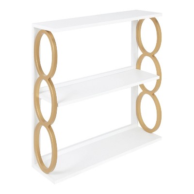 28" x 8" x 31" Ring Wooden 3-Tier Shelf White - Kate & Laurel All Things Decor