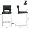 26" H Bar Stools Set of 3 - Modern PU Leather Barstools with Hollow Back, Upholstered Armless Kitchen Island Stools, Black with Chrome Metal Frame - 3 of 4