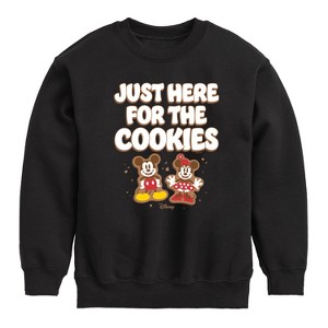 Boys' - Disney - Mickey and Minnie Just Here For The Cookies Christmas Graphic Long Sleeve Fleece Sweatshirt - 1 of 4