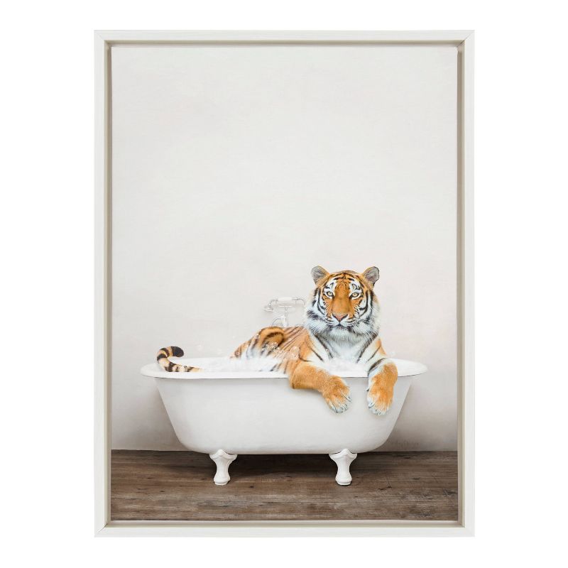 18&#34; x 24&#34; Sylvie Bengal Tiger in Rustic Bath Framed Canvas by Amy Peterson White - Kate &#38; Laurel All Things Decor, 3 of 8