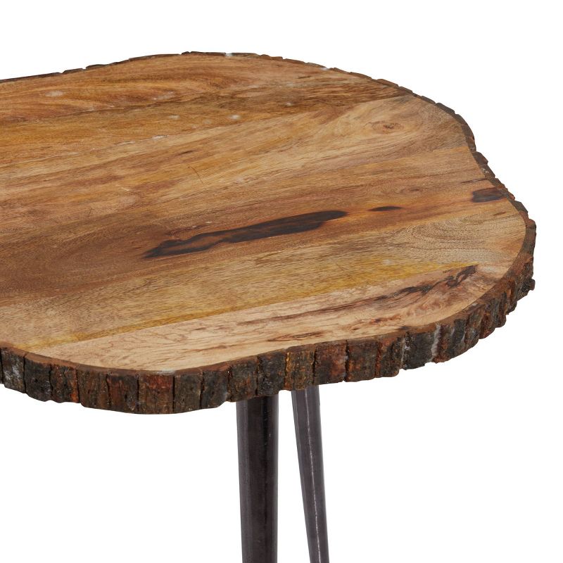 Rustic Mango Wood Slice Accent Table Brown - Olivia &#38; May, 4 of 5