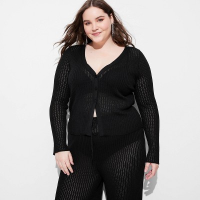 Women's Open Work Pointelle Cardigan - Wild Fable™