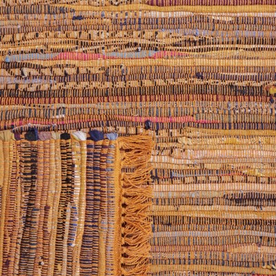 Multicolor Striped Cotton Flat Woven Area Rug