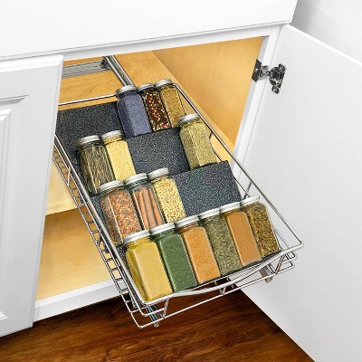 Medium Silver Metallic 4-Tier Spice Drawer Organizer