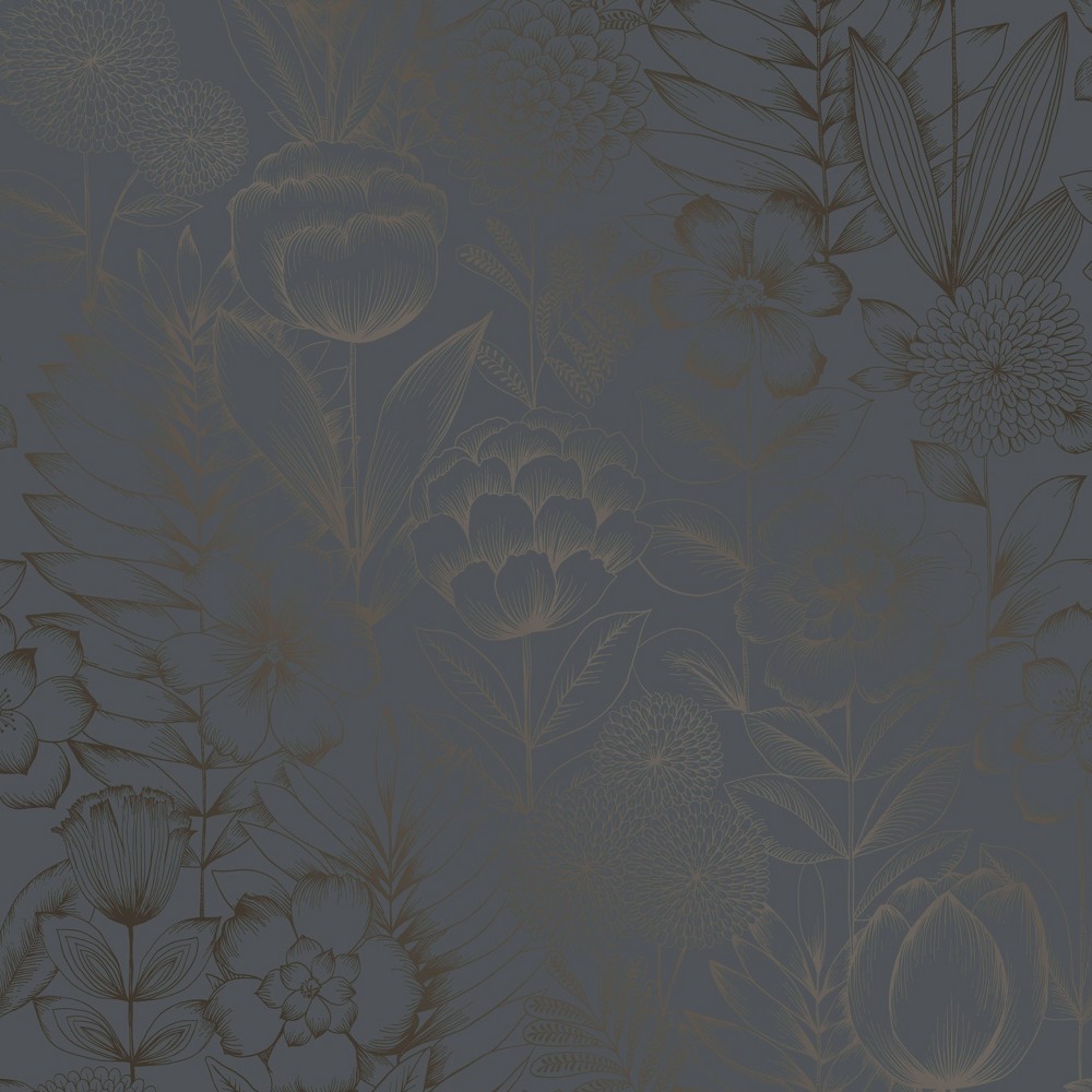 Photos - Wallpaper Tempaper & Co Homestead Floral Removable Peel and Stick , Metalli