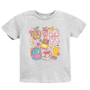 School Supplies Coquette - Kids Youth Short Sleeve Tee and Toddler Short Sleeve Tee - 1 of 3