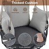 ELJGET Outdoor Metal Porch Swing Single Person Hanging Seat with Nylon Rope, Beige Cushions - 4 of 4
