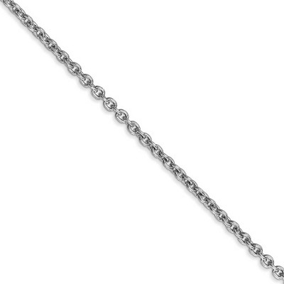 Black Bow Jewelry 2.2mm, 14k White Gold, Solid Cable Chain Necklace