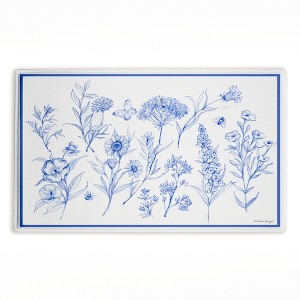 Stupell Industries Single Blue Flower Sprigs Printed Plush Bath Mat And Bath Rug, Design By Susan Winget, 18"X30" - 1 of 4
