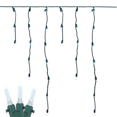 Novelty Lights Pure White M5 Led Icicle Lights On Green Wire 150 Bulbs ...