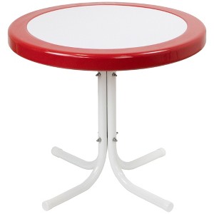Northlight 22" Outdoor Retro Tulip Side Table, Red and White - 1 of 4