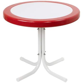 Northlight 22" Outdoor Retro Tulip Side Table, Red and White