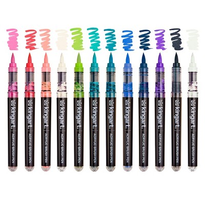KINGART PRO Acrylic Paint Brush Pens 12 Lettering Colors