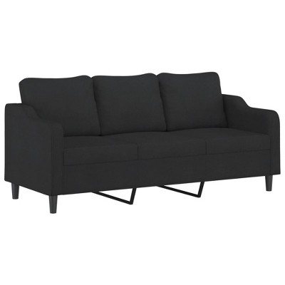 vidaXL 3-Seater Sofa with Comfortable Padded Seats, Modern Fabric Upholstery, Ideal for Living Room, Office, Lounge, and Bedroom - Black