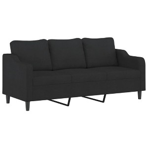 vidaXL 3-Seater Sofa with Comfortable Padded Seats, Modern Fabric Upholstery, Ideal for Living Room, Office, Lounge, and Bedroom - Black - 1 of 4
