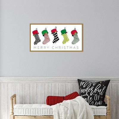 Festive Christmas Stockings Canvas Wall Art Print