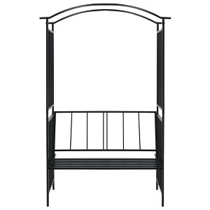 vidaXL Garden Arch with Bench in Black | Sturdy Iron Construction | Weather-Resistant | Elegant Addition to Garden, Patio, Terrace - 1 of 4