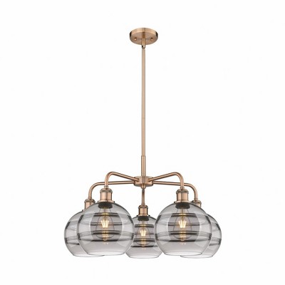 Rochester - 5 Light Stem Hung Chandelier In Industrial Style-15.38 Inches Tall and 26 Inches Wide