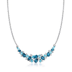 Ross-Simons 12.25-12.10 ct. t.w. London, Swiss Blue and White Topaz Collar Necklace in Sterling Silver - 1 of 3
