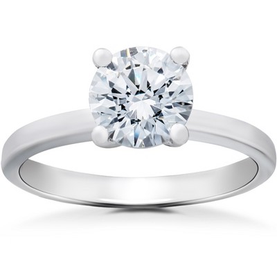 Pompeii3 1 1/2Ct Lab Created Round Cut Solitaire Diamond Engagement Ring 14k White Gold - Size 5