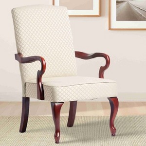 CAVINAS Jacquard Diamond Fabric Accent Chair with High Backrest,Gooseneck Armchair,Upholstered Living Room Chairs,Reading Chairs for Living Room - 1 of 4