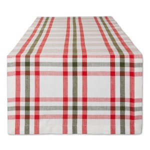 Design Imports  Christmas Nutcracker Plaid Table Runner, Red/Green, 14X108" - 1 of 4