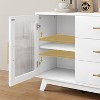 Garvee 3-Piece Pub Table and Chairs Set for 2 with Three-Tier Storage Shelf Rectangular Engineered Wood Bar Table Set - 4 of 4
