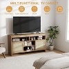 Modern Rattan TV Console 58 Inch Media Cabinet with 4 Open Drawers, 2 Doors, Adjustable Shelves, Storage Cabinet for TV up to 65 Inches - 3 of 4