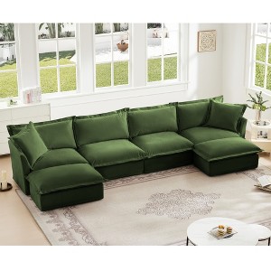 GDFStudio Bucyrus Modern 156.6"W Modular Deep Seat Sectional Sofa with Removable Covers - 1 of 4