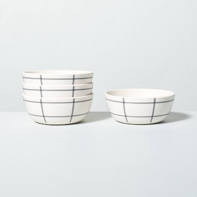 4pk Grid Pattern Bamboo-Melamine Mini Bowl Set Gray/Cream - Hearth & Hand™ with Magnolia