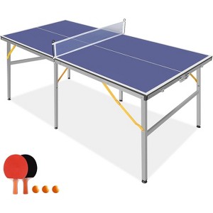 Zevemomo Portable Table Tennis Table,Foldable Ping Pong Game Set for Indoor/Outdoor,Ping Pong Table Top with Net,2 Paddles and 3 Balls, Playback Mode - 1 of 4