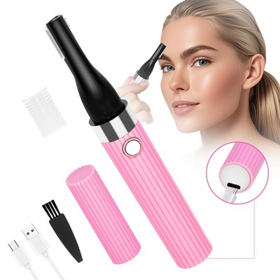 YEVYO Electric Eyebrow Trimmer for Women, USB Rechargeable Painless Electric Eyebrow Razor - Pink