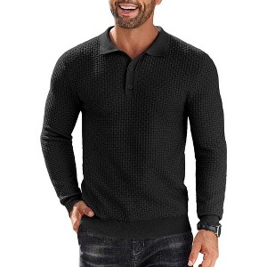 COOFANDY Men's Knit Polo Shirts Long Sleeve Sweater Polo Lightweight Fashion Casual Collared T Shirts - 1 of 4
