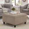 FONTOI Square Storage Ottoman with Wooden Legs, Coffee Table with Nail Trims for Living Space, Linen, 30"*18"*30" - 4 of 4