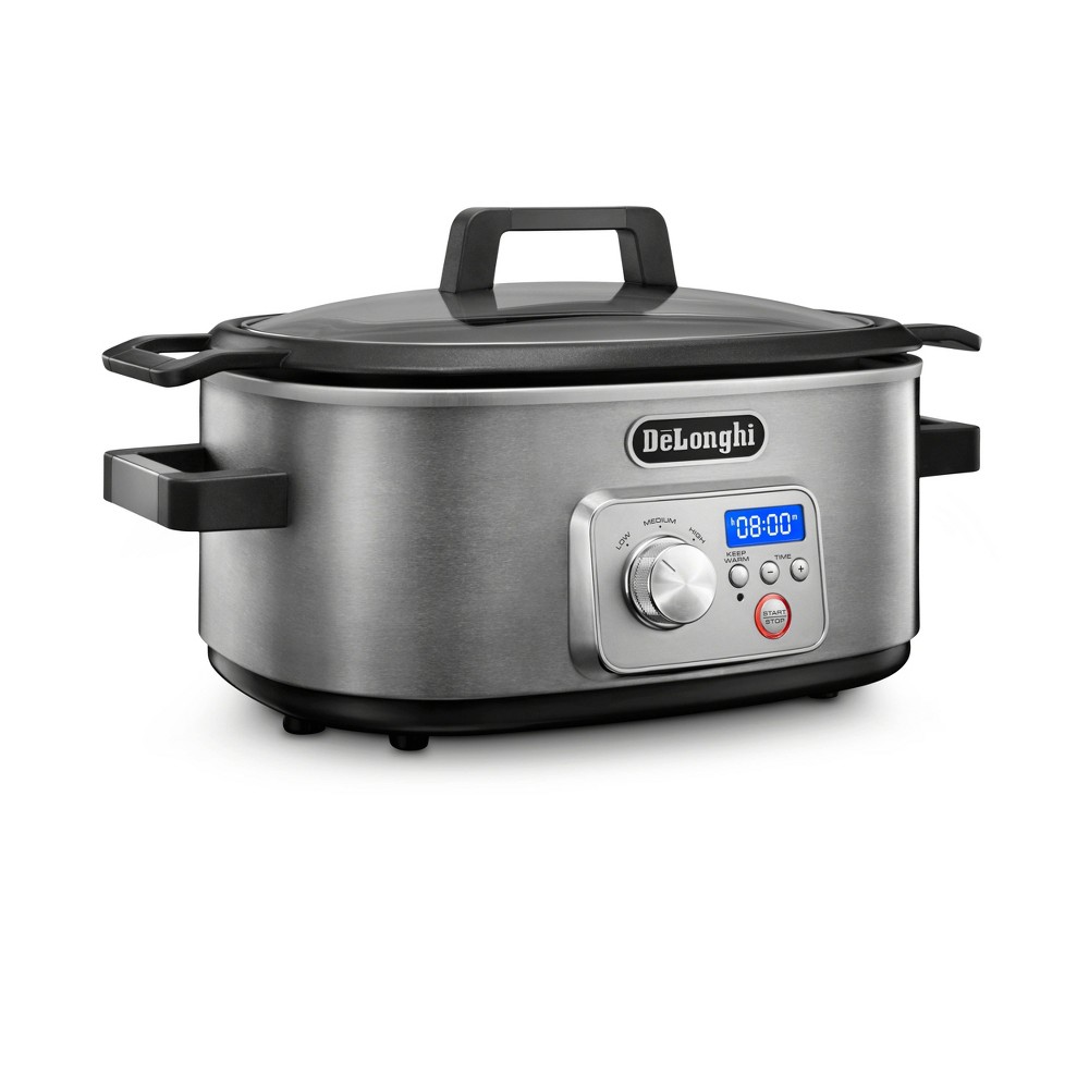 DeLonghi CKS1660D Livenza Slow Cooker With Stovetop Browning Stainless Steel, Silver