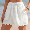 Women's Alluring White Scalloped Hem Beach Cover Up Short- Cupshe - 3 of 4